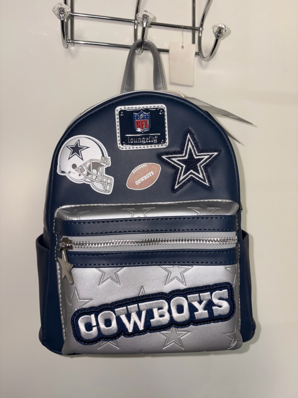 Loungefly Navy and Silver Dallas Cowboys Mini Backpack